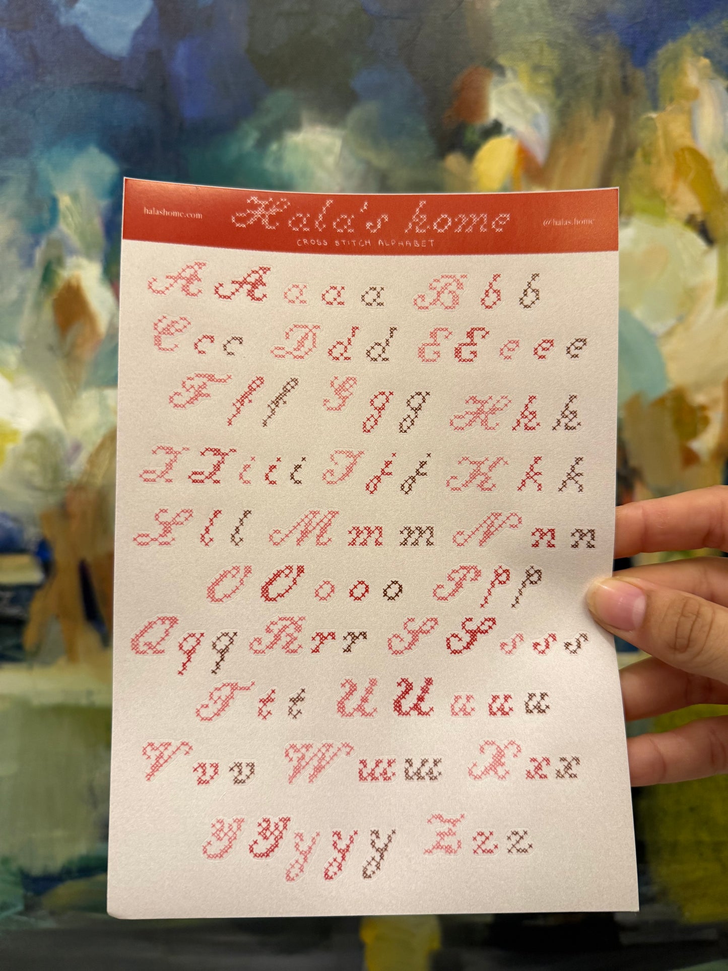 Cross Stitch Alphabet Sticker Sheet