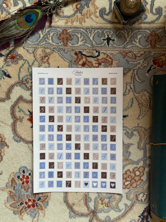 English Alphabet Stamps Stickers [Blue]
