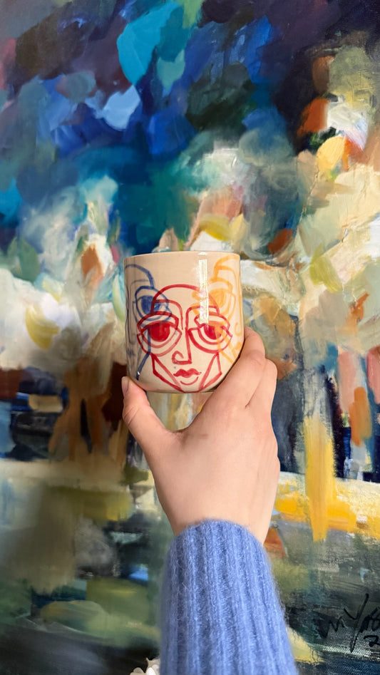 Layered Faces Handcrafted Mug