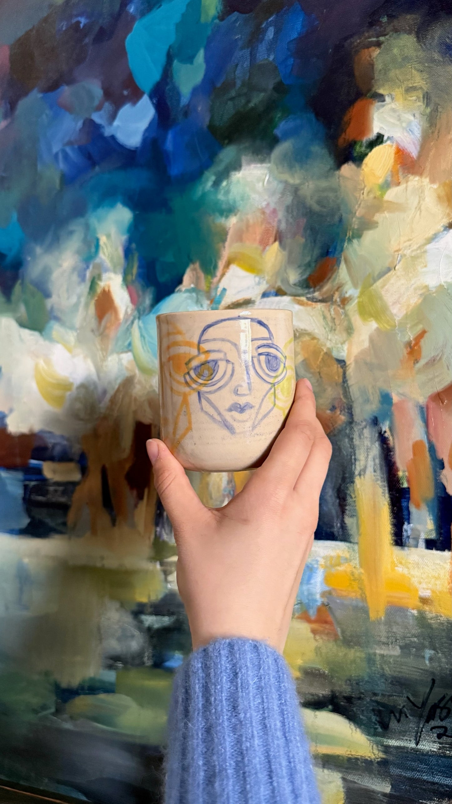 Layered Faces Handcrafted Mug