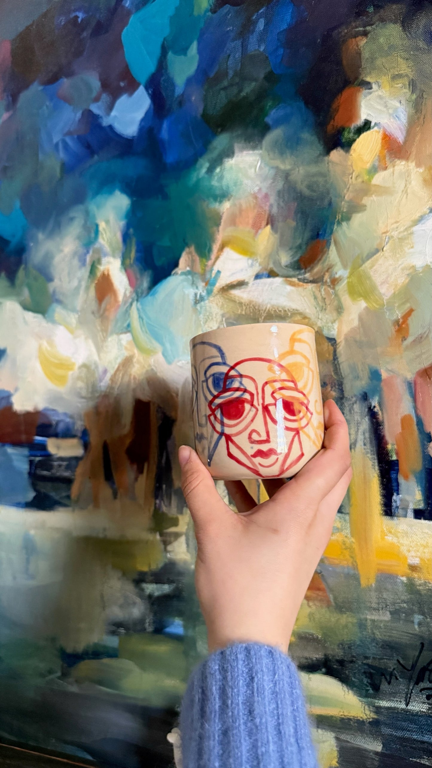 Layered Faces Handcrafted Mug