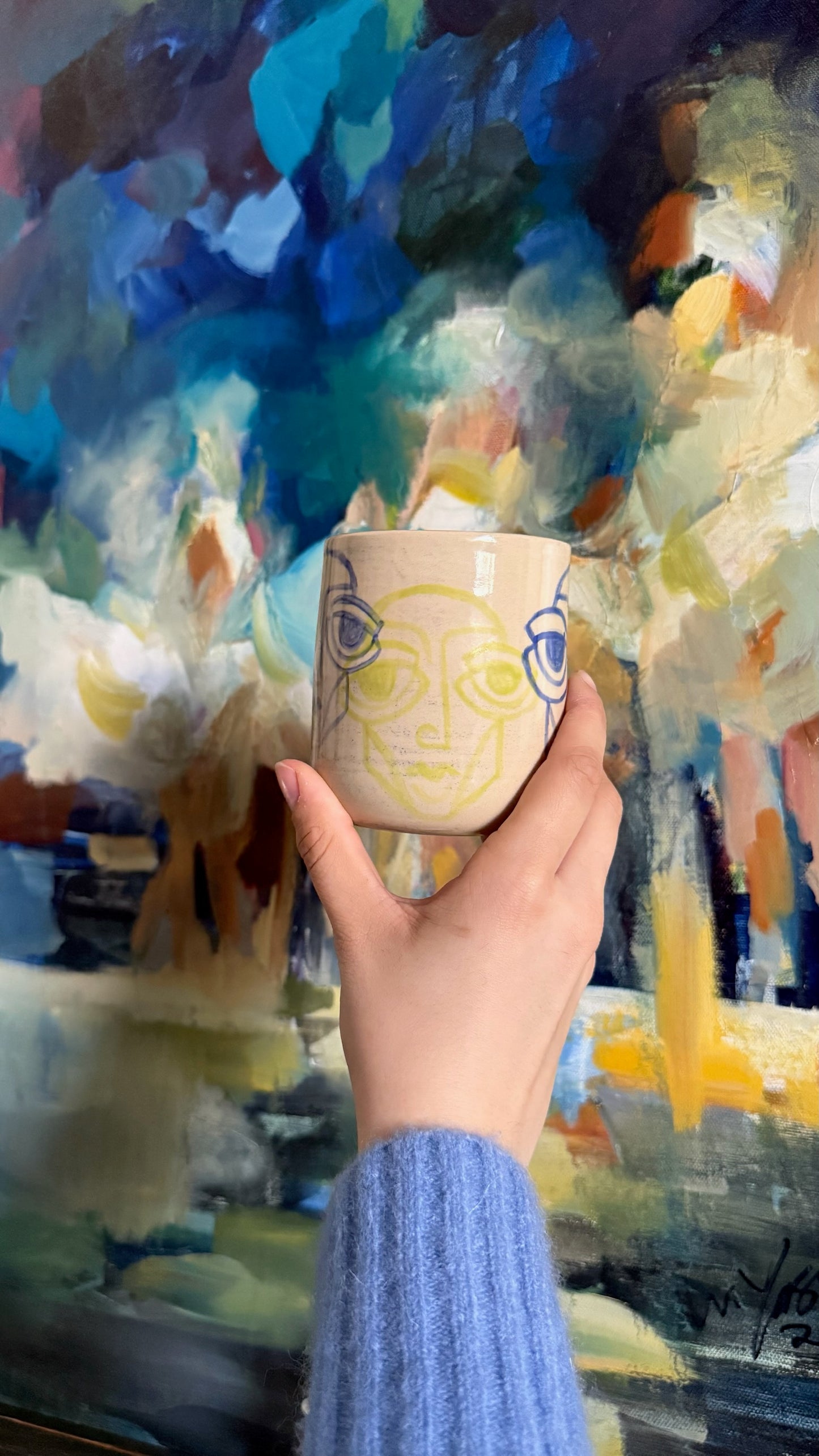 Layered Faces Handcrafted Mug