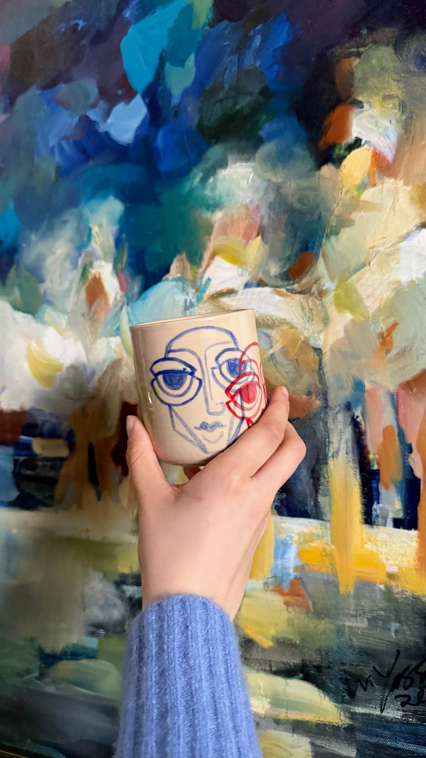 Layered Faces Handcrafted Mug