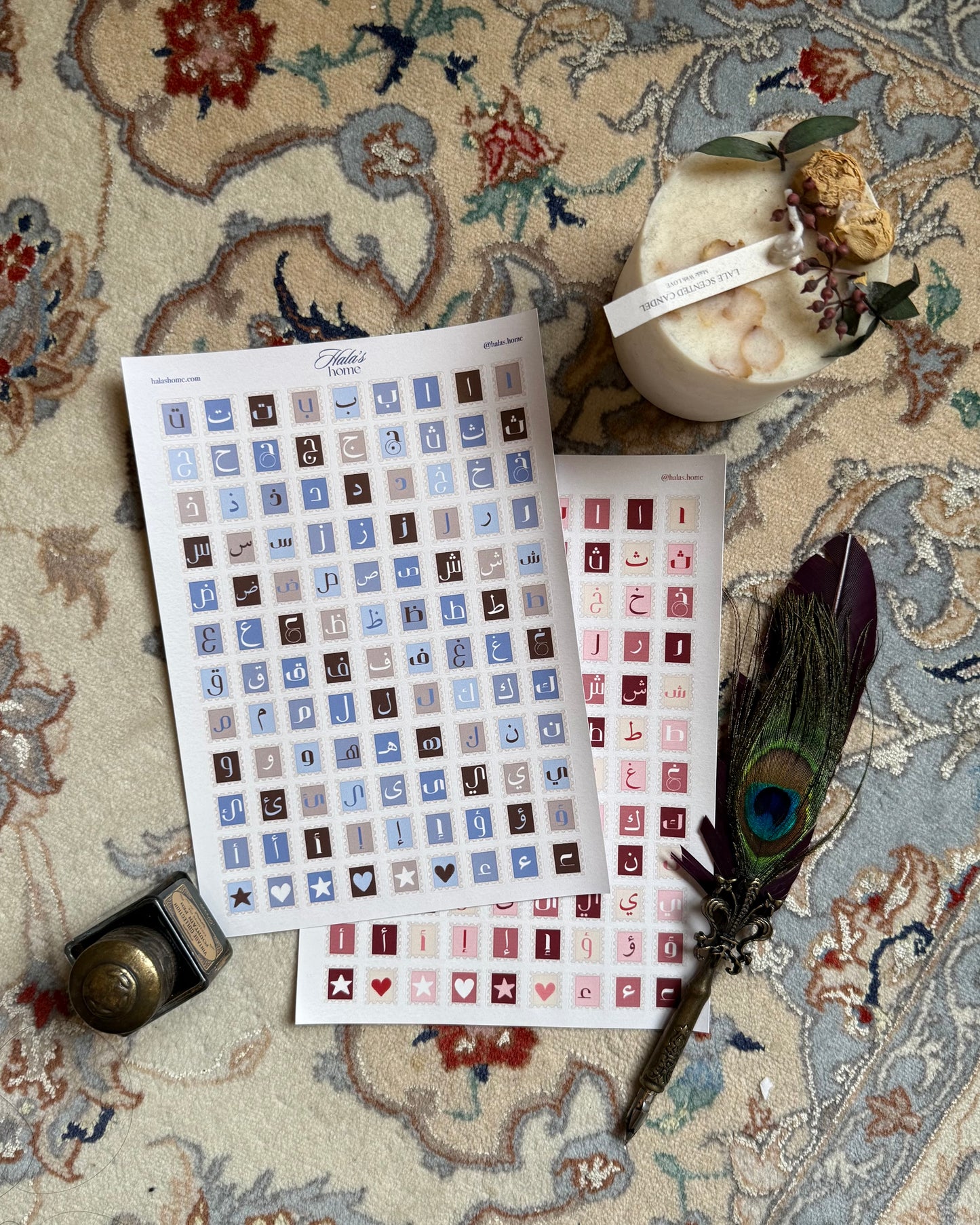 Arabic Alphabet Stamps Stickers [Blue]