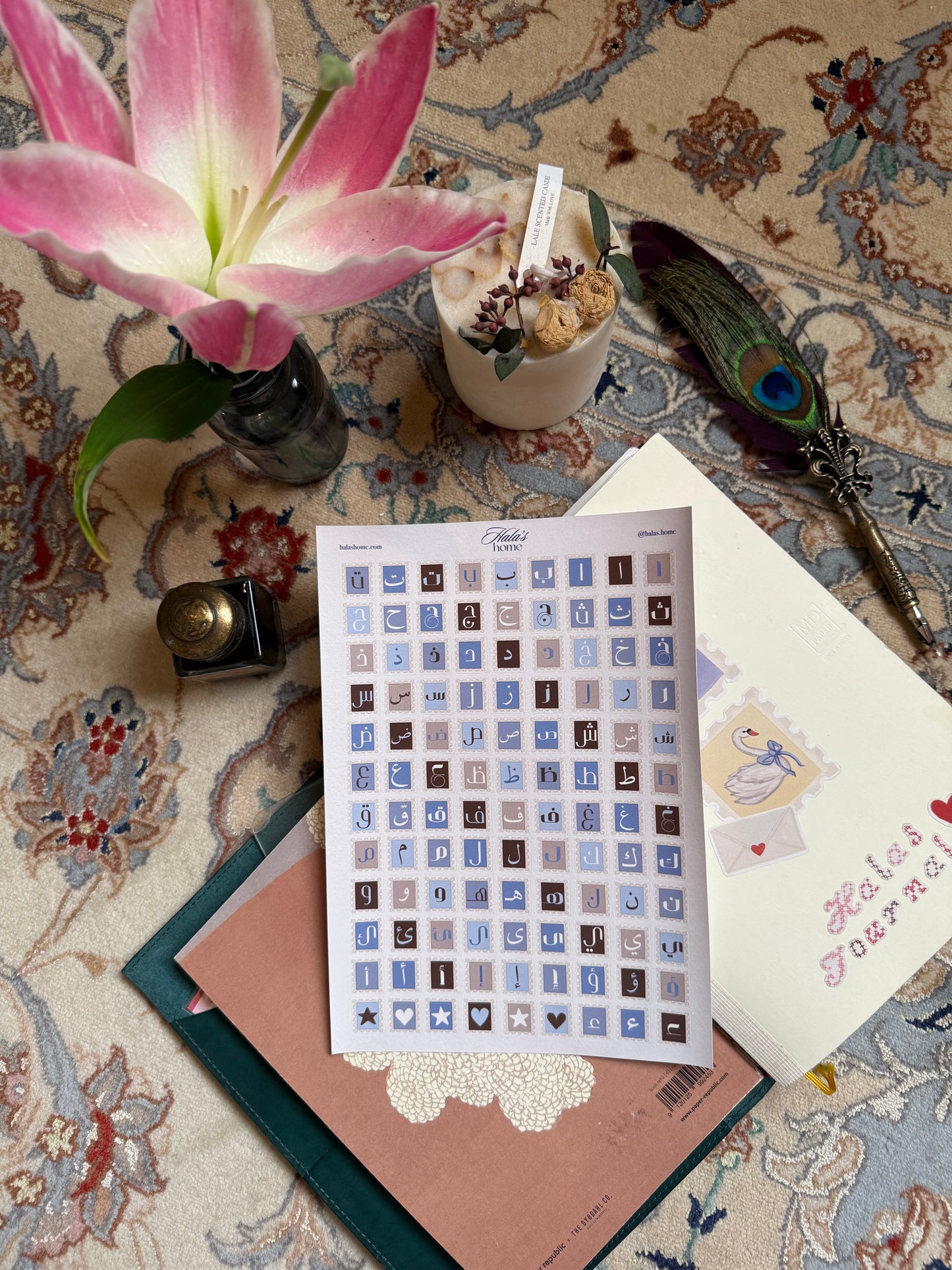 Arabic Alphabet Stamps Stickers [Blue]