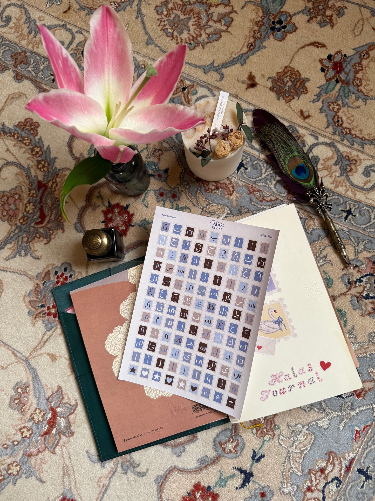 Arabic Alphabet Stamps Stickers [Blue]